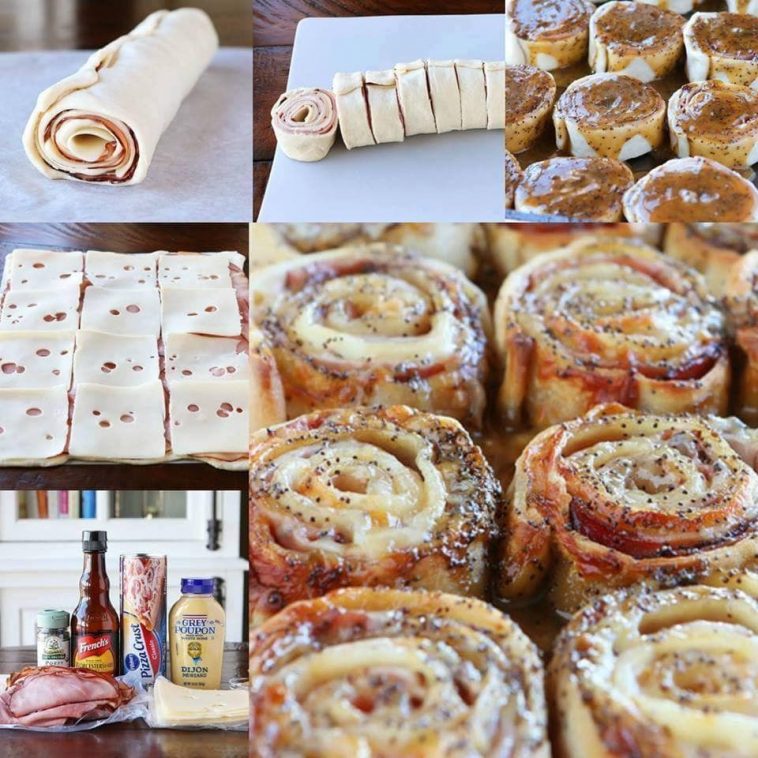 Hot Ham & Cheese Party Rolls