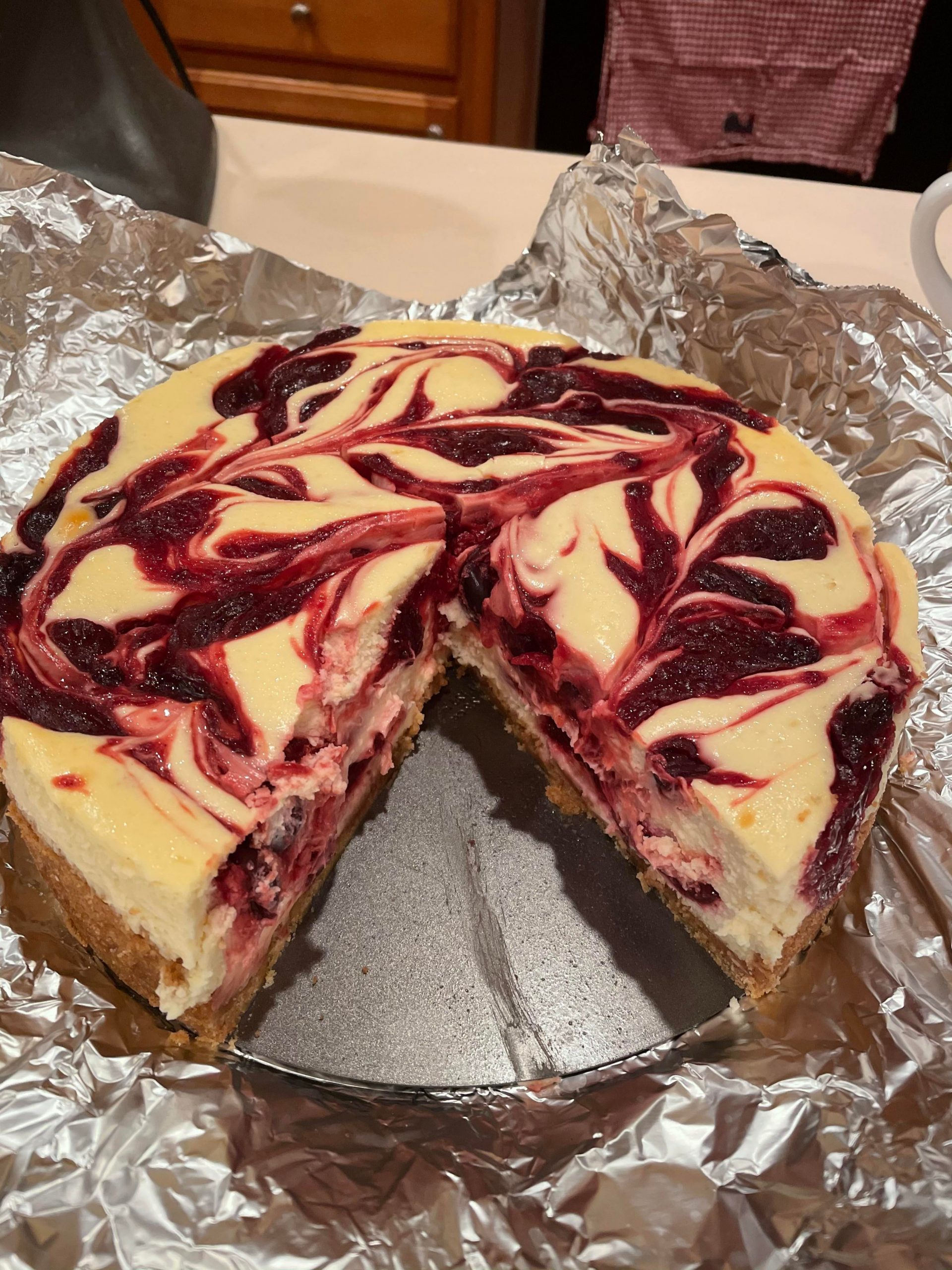 Cherry Swirl Cheesecake with Cherry Sauce