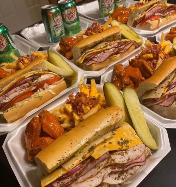 DELI SUB WITH SWEET WINGS AND CHEESE FRIES !