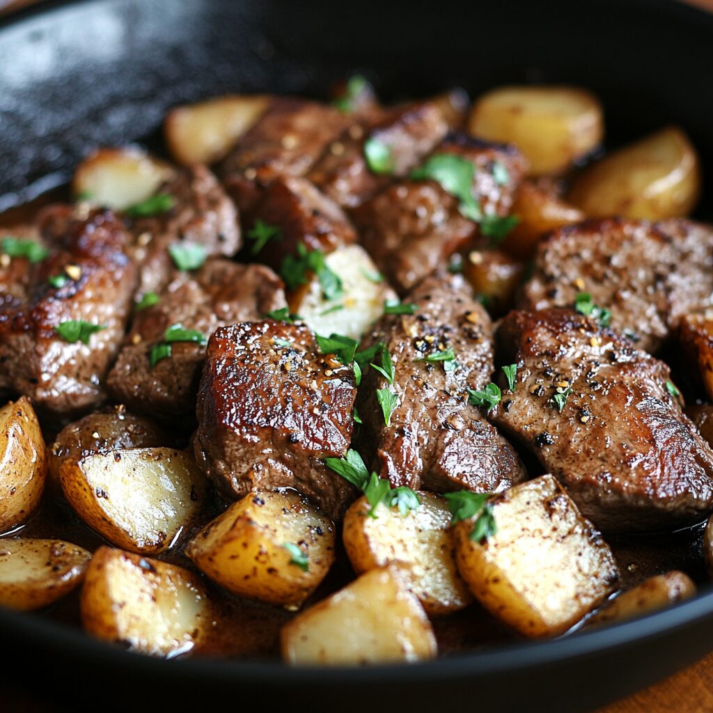 GARLIC BUTTER STEAK AND POTATOES SKILLET