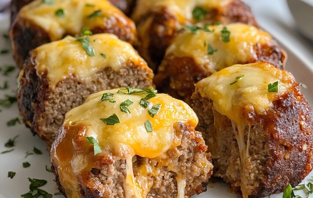 Cheesy Stuffed Meatloaf Bites