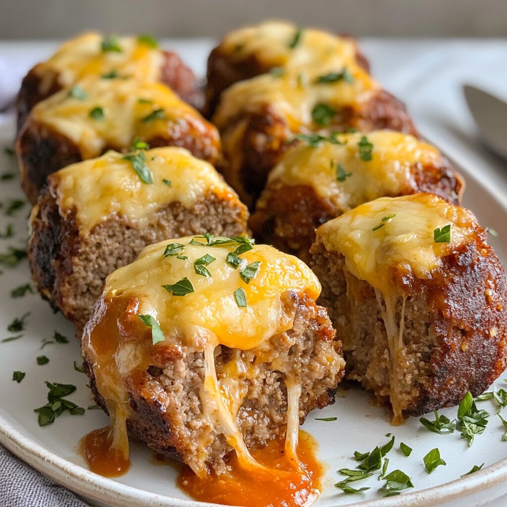 Cheesy Stuffed Meatloaf Bites