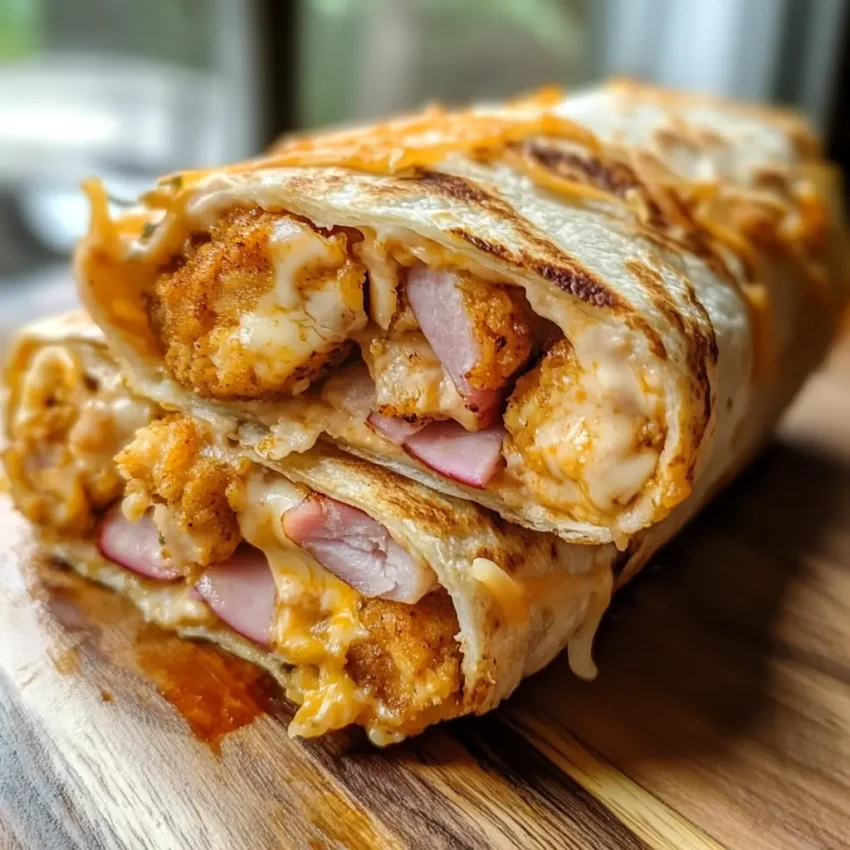 Air Fryer Hot Chicken Ham and Cheese Wraps