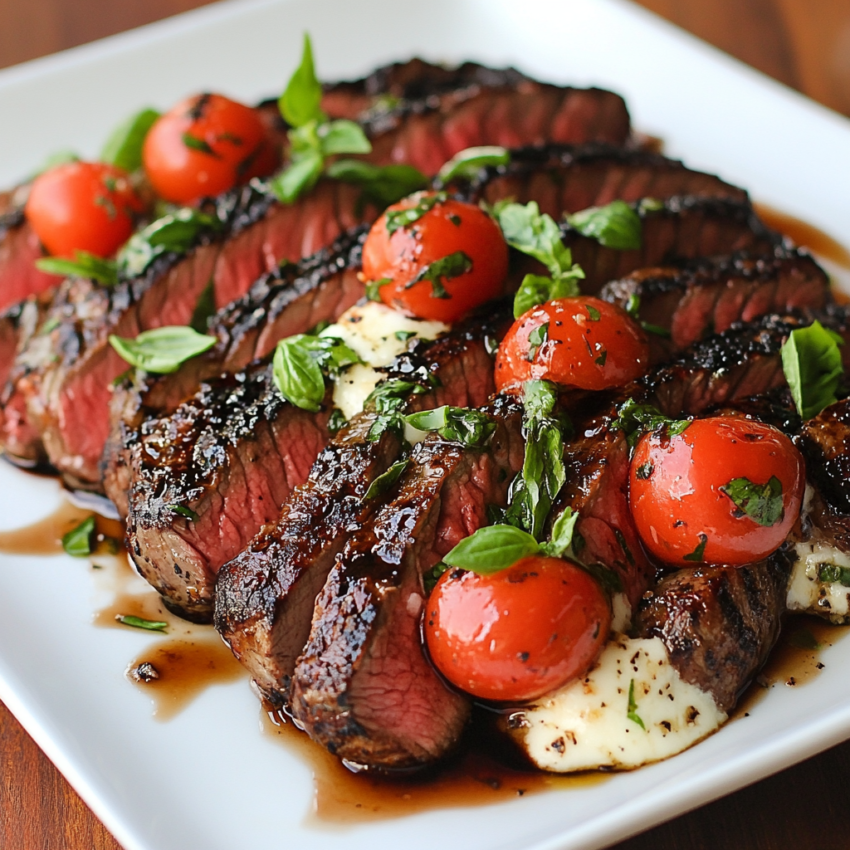 Balsamic Caprese Grilled Flank Steak