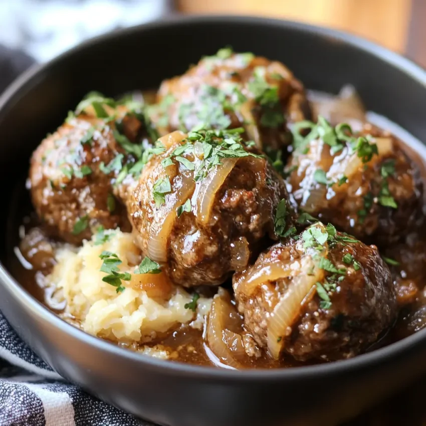 Crock Pot French Onion Beef Meatballs