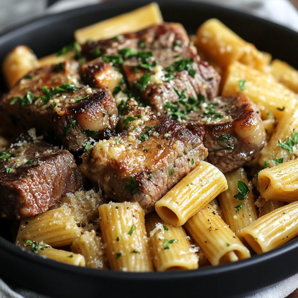 Garlic Butter Steak with Rigatoni