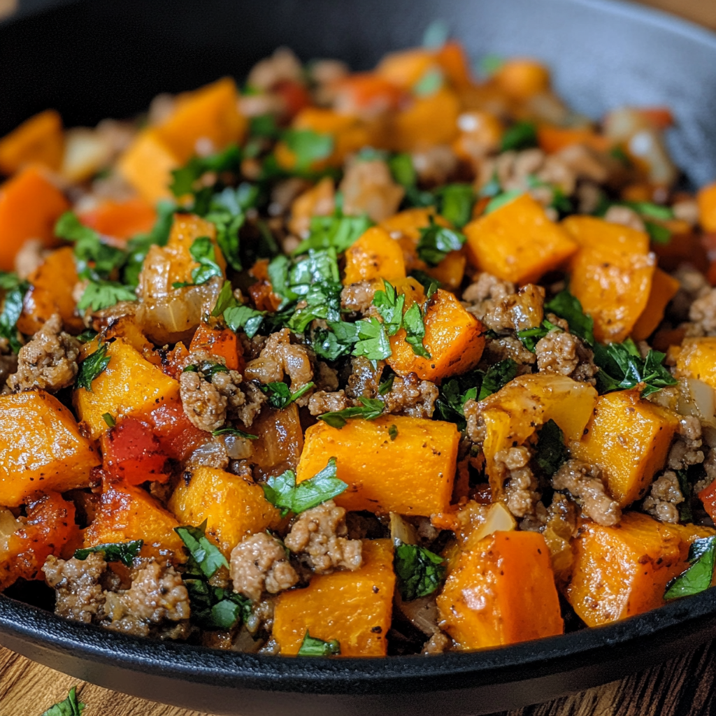 Ground Turkey and Sweet Potato Skillet Delight