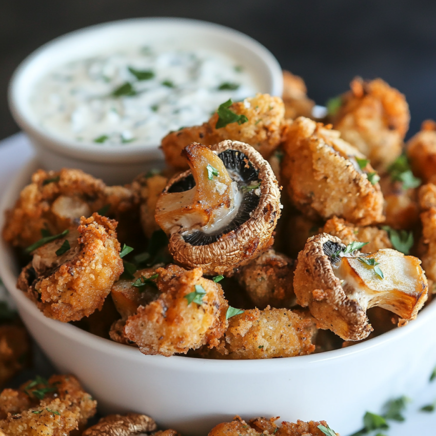 Crispy Fried Mushrooms with Cool Ranch Dip