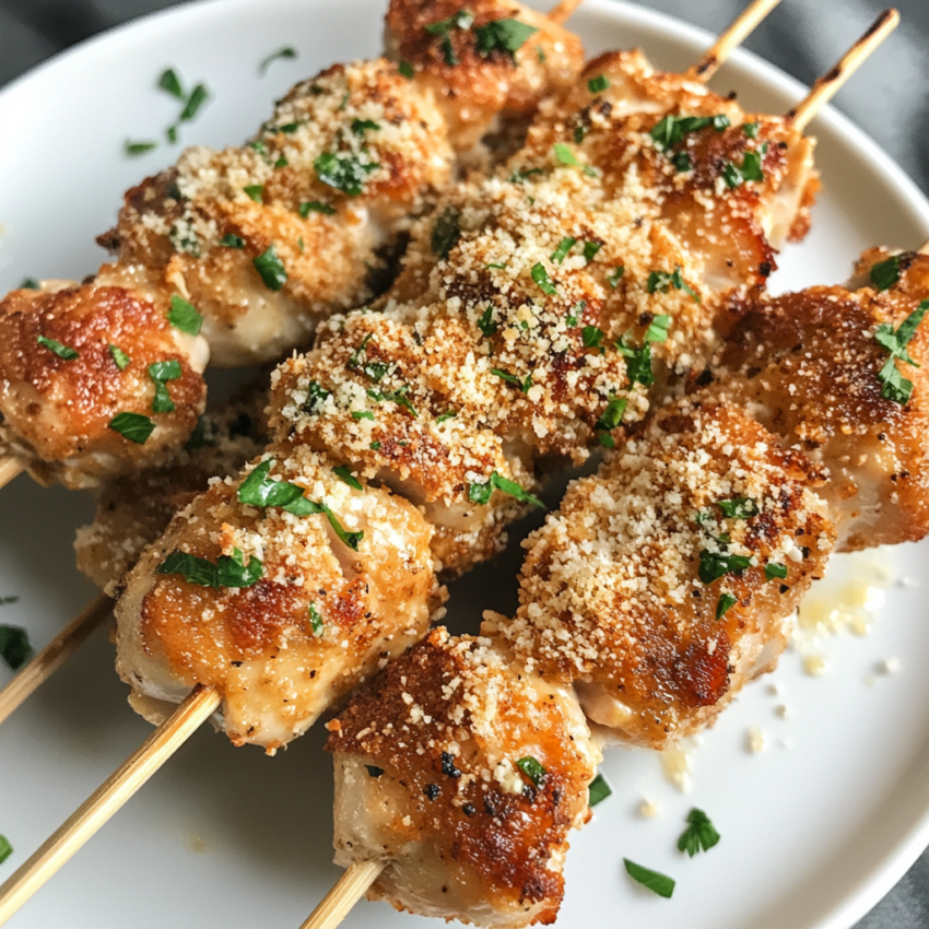 Garlic Parmesan Chicken Skewers