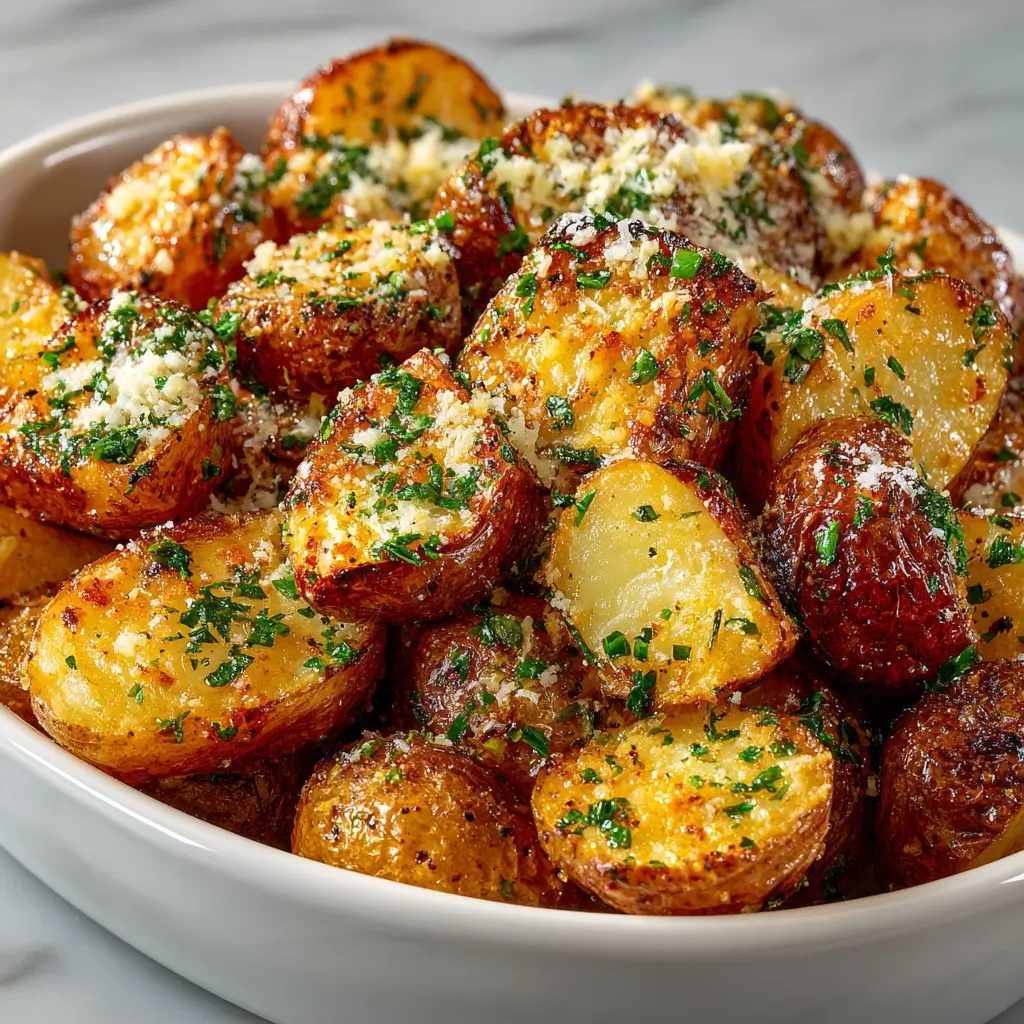 Roasted Garlic Butter Parmesan Potatoes